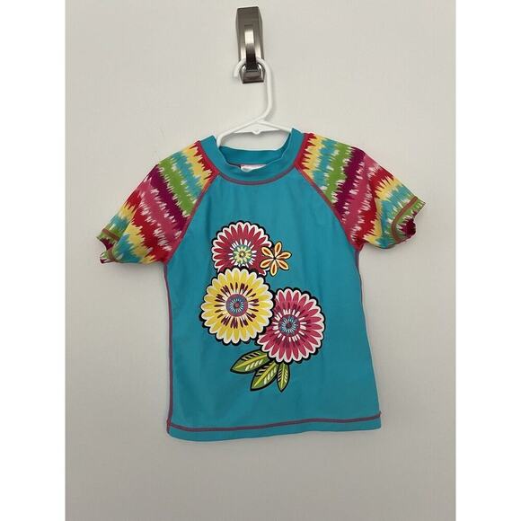 Hanna Andersson Swim Shirt  Girls Size 120 (6-7) Blue Short Sleeve Rash Guard - Picture 4 of 12